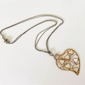 LLR Italy 925 sterling silver rose gold heart necklace with MOP inlay 18”
